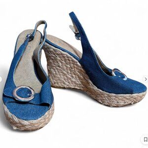 Denim Jessica Simpson Peep-Toe Wedges